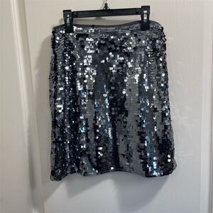 Free Press Women's Sequin Mini Skirt Gray Size S Party Cocktail